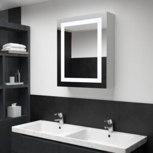 Armario de cuarto de bano con espejo y LED 50x13x70 cm