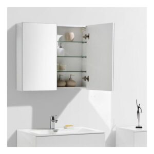 Armario espejo baño 80cm MONTADO SIENA BLANCO LACADO