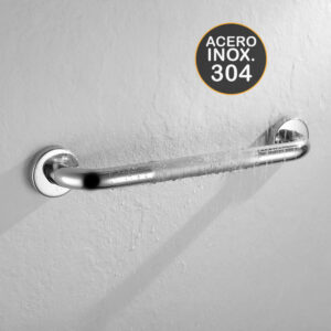 Asa de seguridad antideslizante 30cm de acero inoxidable 304 con acabado en cromo brillo y 6 puntos de anclaje, tacos y tornillos incluidos Kibath