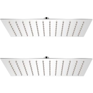 Cabezal de ducha efecto lluvia 2 pzs acero inoxidable 20x30 cm - Plateado - Vidaxl