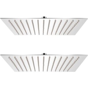 Cabezal de ducha efecto lluvia 2 uds acero inoxidable 25x25 cm - Plateado - Vidaxl