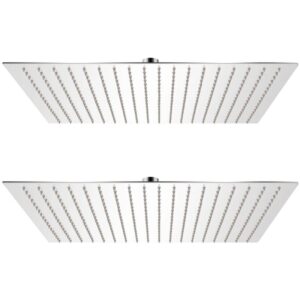 Cabezal de ducha efecto lluvia 2 uds acero inoxidable 50x50 cm - Plateado - Vidaxl