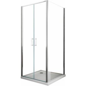 Cabina de ducha angular de 6 mm con dos lados H.190, una pared lateral fija y puerta central Saloon - 65-67.5 fija x 107-110 Saloon