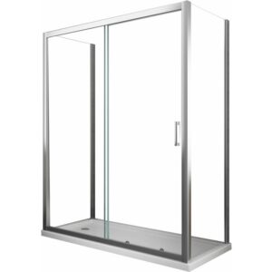 Cabina de ducha compuesta por tres lados de 6 mm H.190 con dos paredes fijas y una puerta corredera - 67.5 fija x 100 corredera