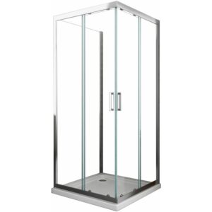 Cabina de ducha compuesta por tres lados de 6 mm H.190 con una pared lateral fija y dos puertas correderas - 100 fija x 100 x 100 correderas