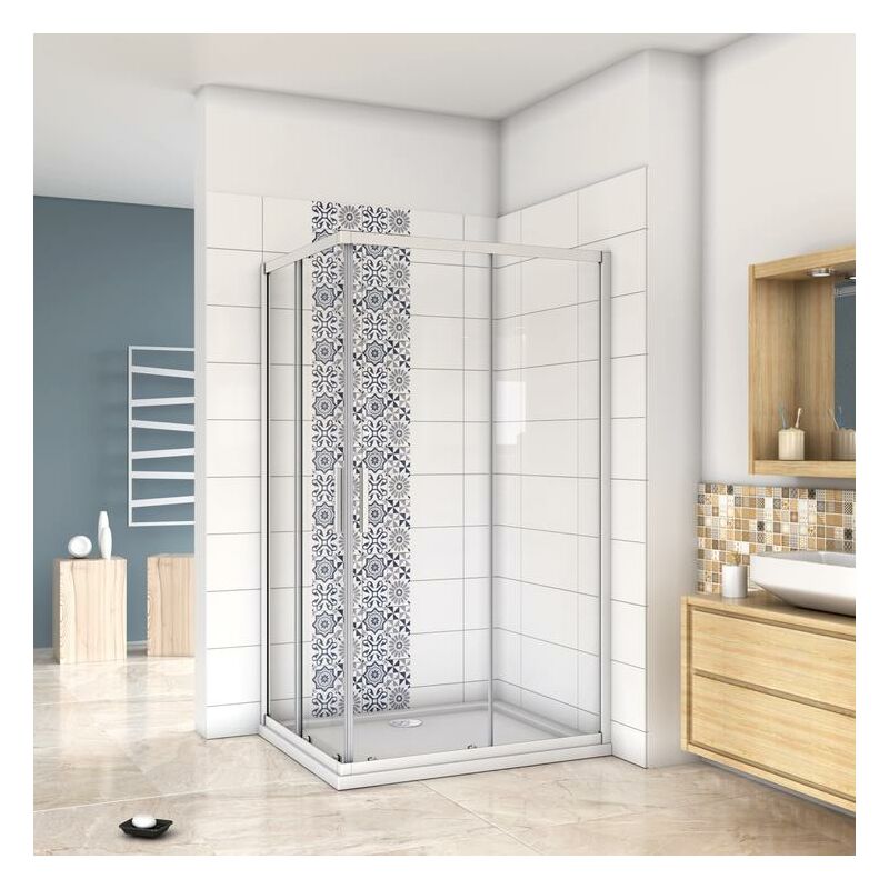 Mampara de Ducha Angular cabina de ducha mampara de ducha cuadrada Puerta Corredera Cristal 5 MM perfilería gris mate 70x70cm