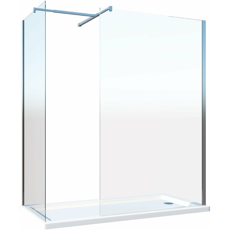 Cabina de ducha reversible de 8 mm con barra de soporte en forma de T H. 200 cm - 88-90 + 98-100 cm