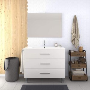 Conjunto de Baño VÁLI Mueble con tres cajones, lavabo y espejo ¡¡Con toallero de regalo!! Varios colores y medidas En blanco 60CM