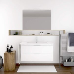 Conjunto de mueble de baño suspendido LOKI con lavabo y espejo ¡¡con toallero de regalo!! varios colores y medidas en Blanco FONDO REDUCIDO 60X35CM
