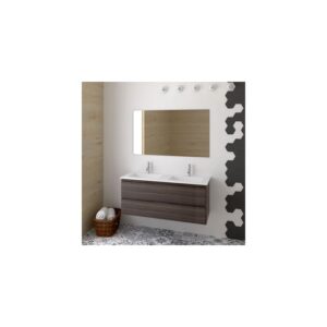 Conjunto de mueble de baño suspendido LOKI con lavabo y espejo ¡¡con toallero de regalo!! varios colores y medidas en Fresno tea 120CM 2 SENOS