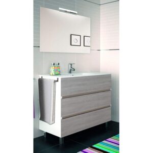 Conjunto para baño BALDER de Mueble de baño con Lavabo y espejo ¡Con toallero de regalo! varios colores y medidas combi (gris ceniza y blanco) 60CM