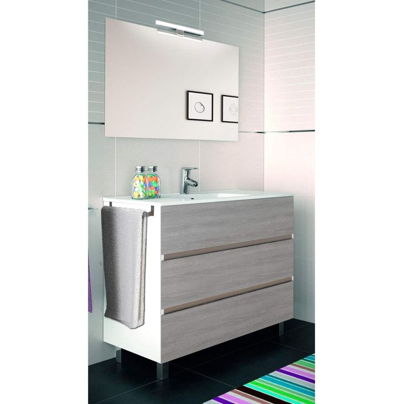 Conjunto para baño BALDER de Mueble de baño con Lavabo y espejo ¡Con toallero de regalo! varios colores y medidas Combi (gris ceniza y blanco) 70CM