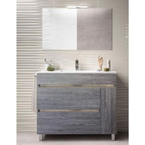 Conjunto para baño FENRIR consta de mueble de baño, lavabo y espejo ¡Con toallero de regalo!. Varias medidas y colores Gris ceniza 80CM