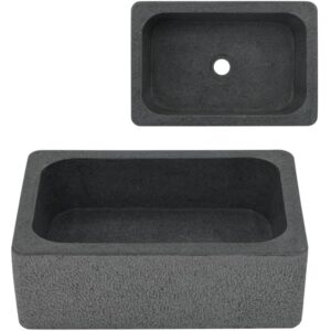 Lavabo 45x30x15 cm de piedra de río negro - Negro
