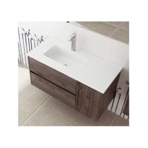 Lavabo para mueble de baño con el seno desplazado para módulos de 60cm SOLID SURFACE de resina con carga mineral. (Mueble NO incluido) Varios colores