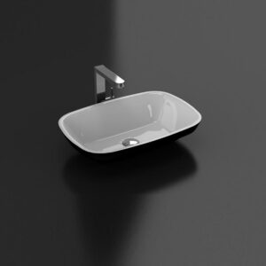 Stano - Lavabo sobre encimera Blanco y Negro ovalado SIENA de mármol cultivado