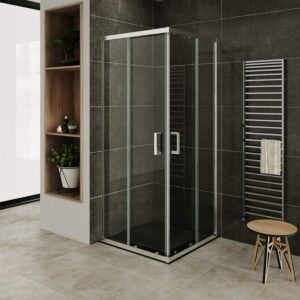 Mampara de duche vidro transparente de seguridad 6mm, altura: 190 cm DK77 - 80x90 cm