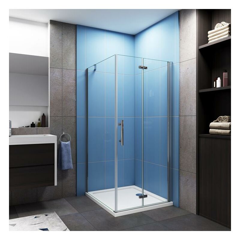 Mamparas Angular Plegable + Panel Fijo 6mm Antical 70x90x185cm