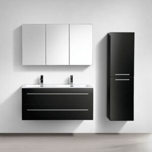 Stano - Mueble lavabo + lavabo 120cm MONTADO SIENA NEGRO LACADO