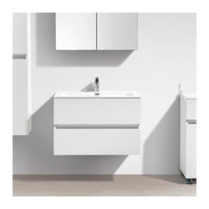 Stano - Mueble lavabo + lavabo 80cm MONTADO SIENA BLANCO LACADO
