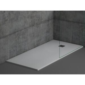 Plato de ducha de resina Color Blanco textura pizarra natural extraplano de 2,5 ctms de espesor 75 x 200 cm.