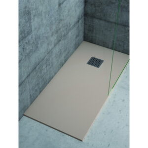 Plato de ducha de resina Color Crema textura pizarra natural extraplano de 2,5 ctms de espesor 70 x 180 cm.