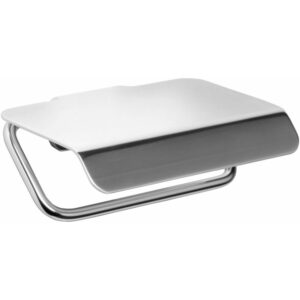TATAY Portarrollos con tapa, diseño plano, de aluminio anodizado brillante .Doble sistema de fijacion, tornillos y sistema Glue & Fix, sin taladrar.