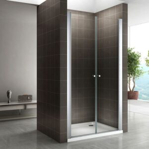 Puerta de ducha altura 185 cm - vidrio de seguridad de 6mm con nano-revestimiento 68-72 cm (TRANSPARENTE)