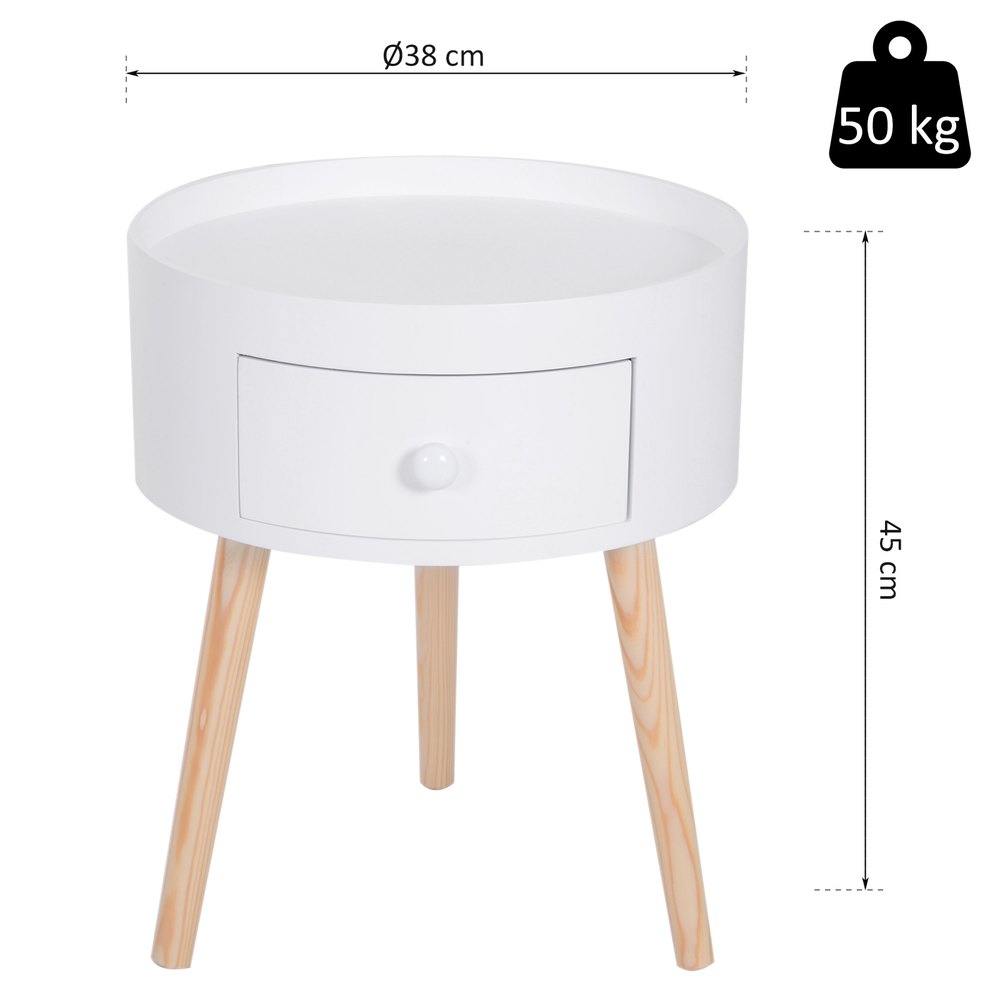 Homcom Mesita De Noche Con 1 Cajon One Size - Imagen 3
