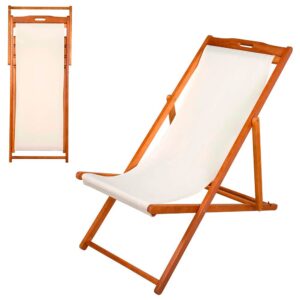 Aktive Tumbona Plegable De Madera De Acacia One Size Wooden / White