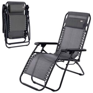 Aktive Tumbona Reclinable Y Plegable De Gravedad Cero 65 X 108 X 160 Cm 65 x 108 x 160 cm Grey / Black