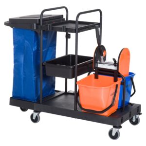 Homcom Carro De Limpieza Profesional Con Escurridor De Palanca 111x63.3x103 Cm One Size