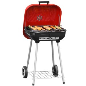 Outsunny Barbacoa De Carbón Picnic Con Ruedas 45x47.5x70 Cm One Size