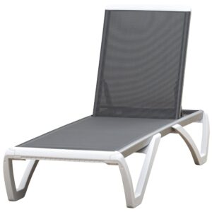 Outsunny Tumbona Reclinable De Jardín Con Ruedas Y Respaldo Ajustable 170x67.5x95 Cm One Size