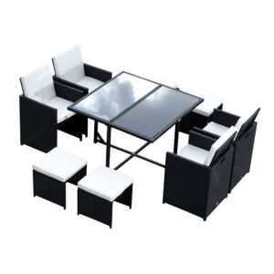 Outsunny Conjunto De Muebles Ratán Con 9 Piezas One Size