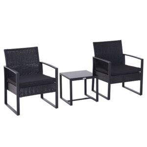 Outsunny Conjunto De Jardín Exterior 3 Piezas 1 Mesita 2 Sillones One Size
