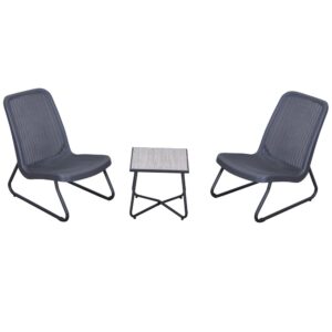 Outsunny Conjunto De Muebles De Jardín 3 Piezas Juego De 2 Sillas Y Mesa 53.5x80.5x76 Cm One Size