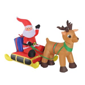 Homcom Decoración Navideña Hinchable Papá Noel Con Reno One Size