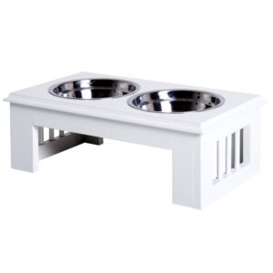 Pawhut Comedero Elevado Con Soporte Y 2 Cuencos Extraíbles One Size