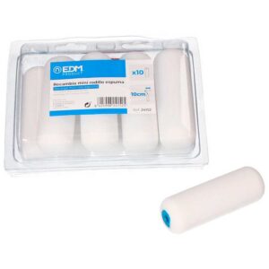 Edm Recambio Mini Rodillo Espuma 110 Mm 10 Unidades One Size White / Blue