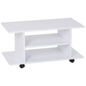 Homcom Mueble Para Tv Con Estantes Y Ruedas One Size