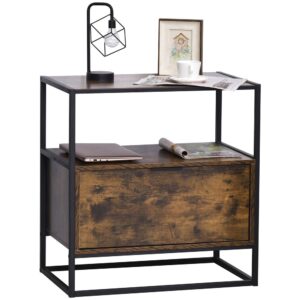 Homcom Mesita De Noche Retro Con Cajón Grande Y Estante Abierto One Size