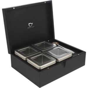 Bredemeijer Teabox 4 Latas De Té Y Cuchara One Size Black