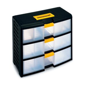 Oem Cajonera 3 Cajones Con Cierre Storage 40x20x35 Cm One Size Black / Clear