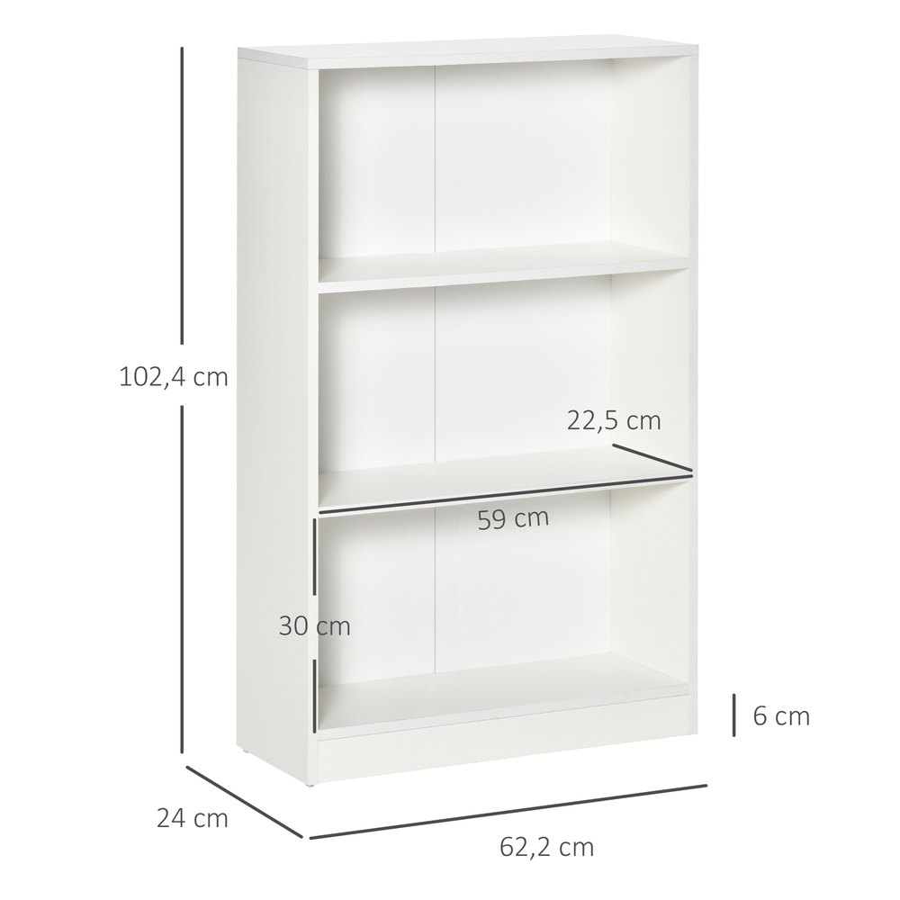 Homcom Estanteria Libreria Con 3 Compartimentos De Almacenaje 62.2x24x102.4 Cm One Size - Imagen 3