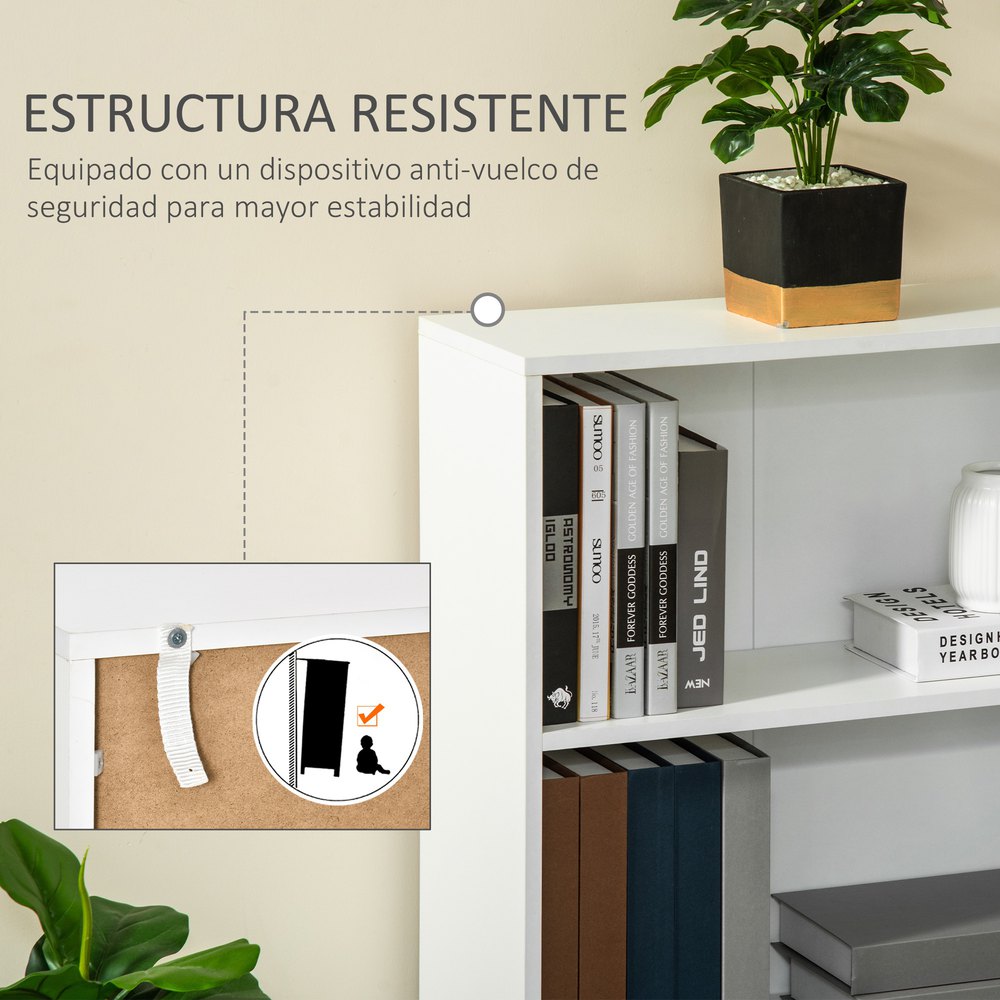 Homcom Estanteria Libreria Con 3 Compartimentos De Almacenaje 62.2x24x102.4 Cm One Size - Imagen 5