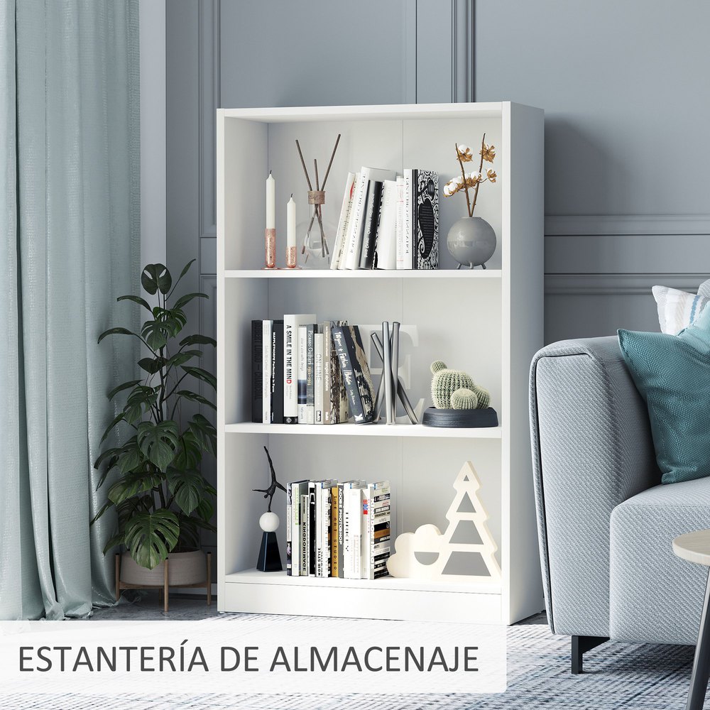 Homcom Estanteria Libreria Con 3 Compartimentos De Almacenaje 62.2x24x102.4 Cm One Size - Imagen 6