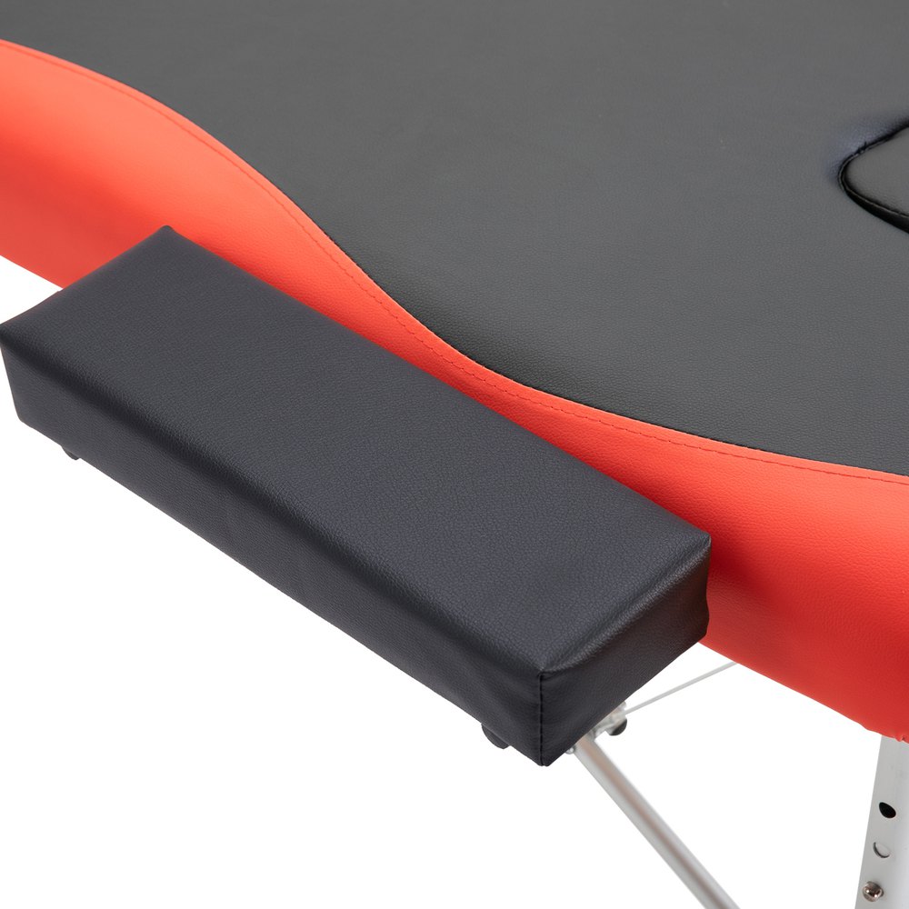 Homcom Camilla De Masaje Plegable Y Portátil 215x60x61-84cm Mesa Ajustable En Altura Con Reposacabezas Y Apoyabrazos Para Tatuaje Fisioterapia Negro Y Rojo One Size - Imagen 6