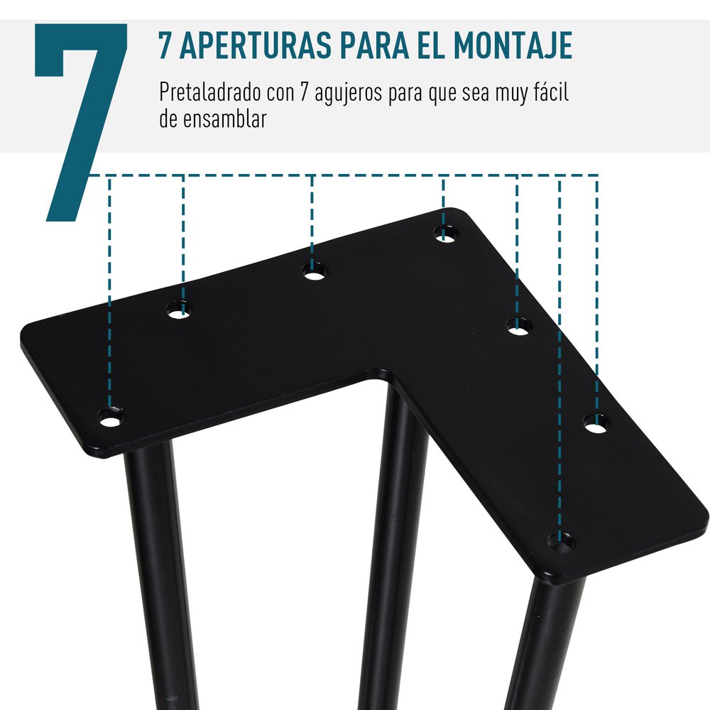 Homcom Conjunto De 4 Patas Para Mesa De Estilo Industrial Y Diseño Horquilla Con Protectores Anti-arañazos De Goma 12x12x71cm Tornillos De Montaje Incluidos One Size - Imagen 6