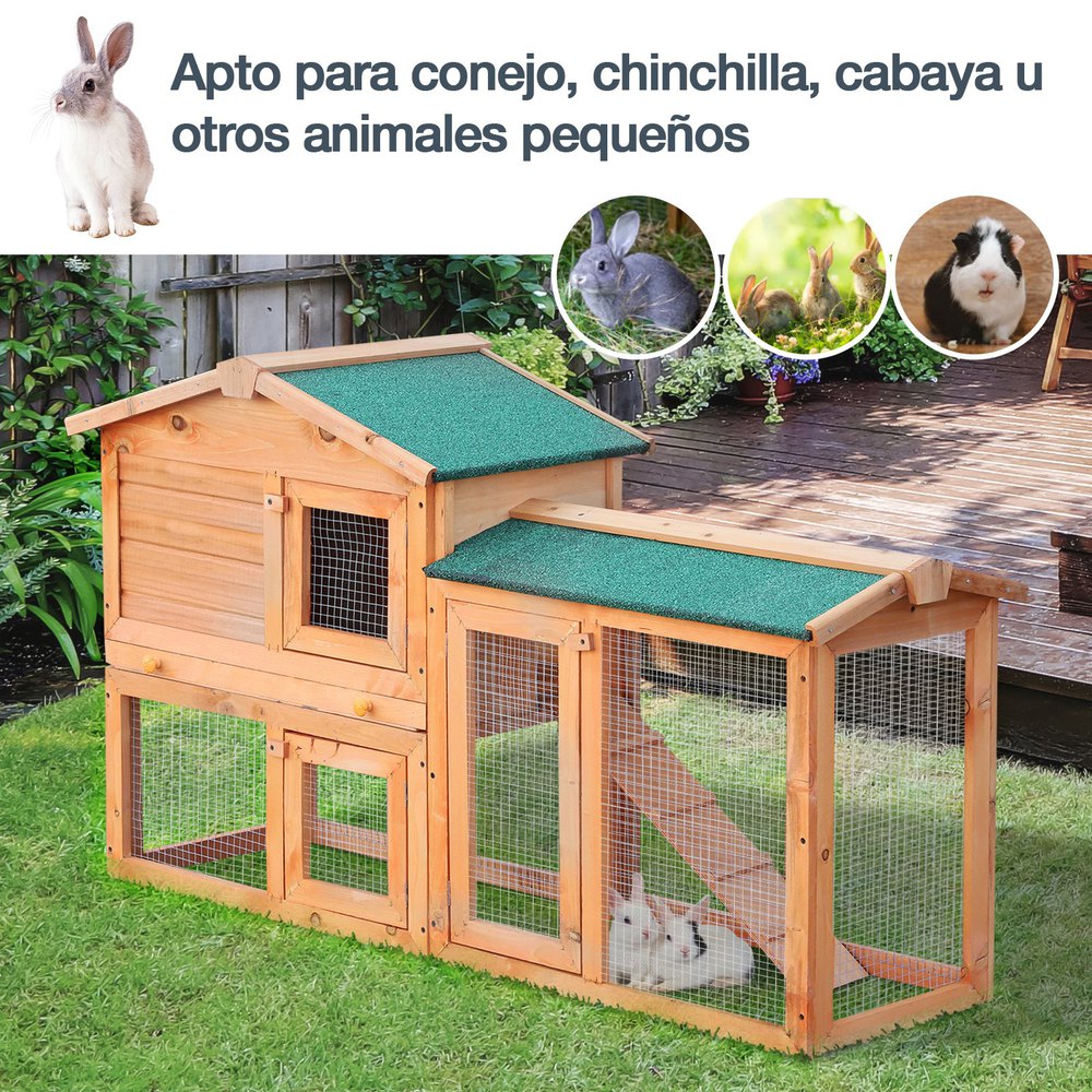 Pawhut Conejera Para Exterior Jaula De Conejos Centro De Actividades Espacioso Resistente Al Agua Con Cajón Extraíble Bisagras De Metal Fuerte Seguro Malla One Size - Imagen 4